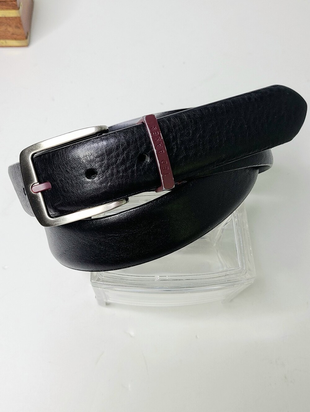 Ted Baker Made In Italy Two-Tone Buckle Genuine Leather Belt